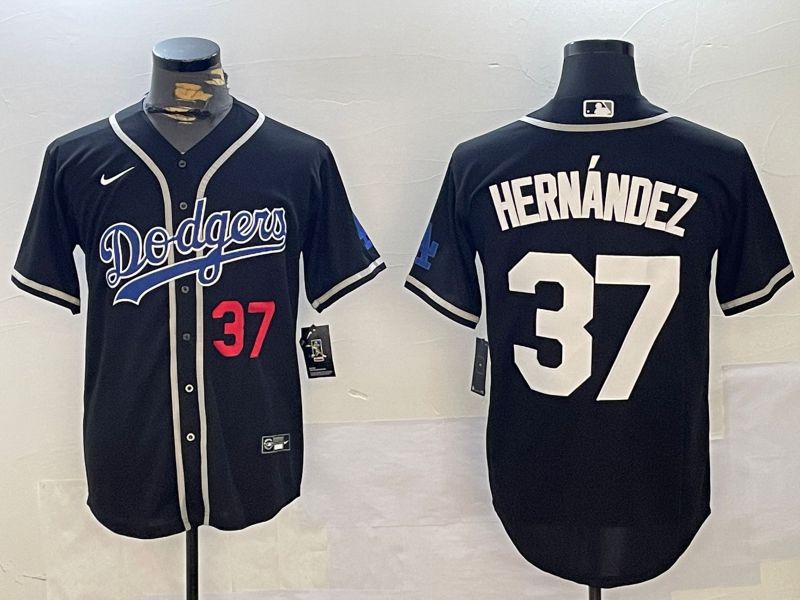 Men Los Angeles Dodgers #37 Hernandez Black Game 2024 Nike MLB Jersey style 11217